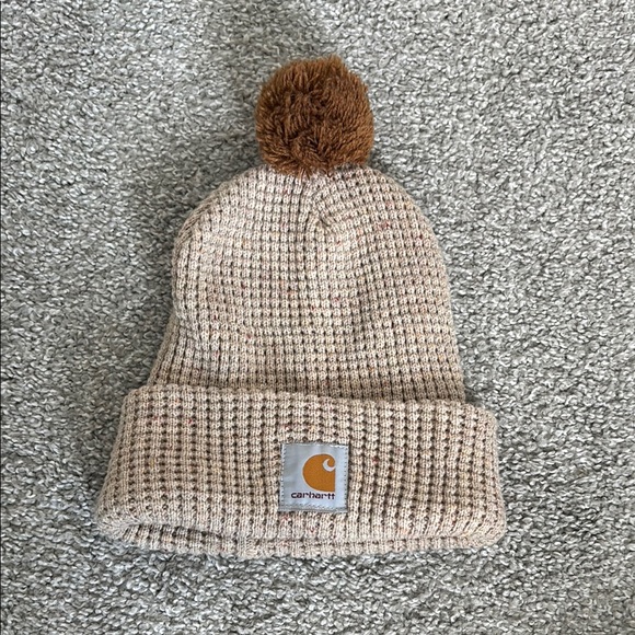 Carhartt Tan Knit Beanie with Pom - Picture 1 of 2